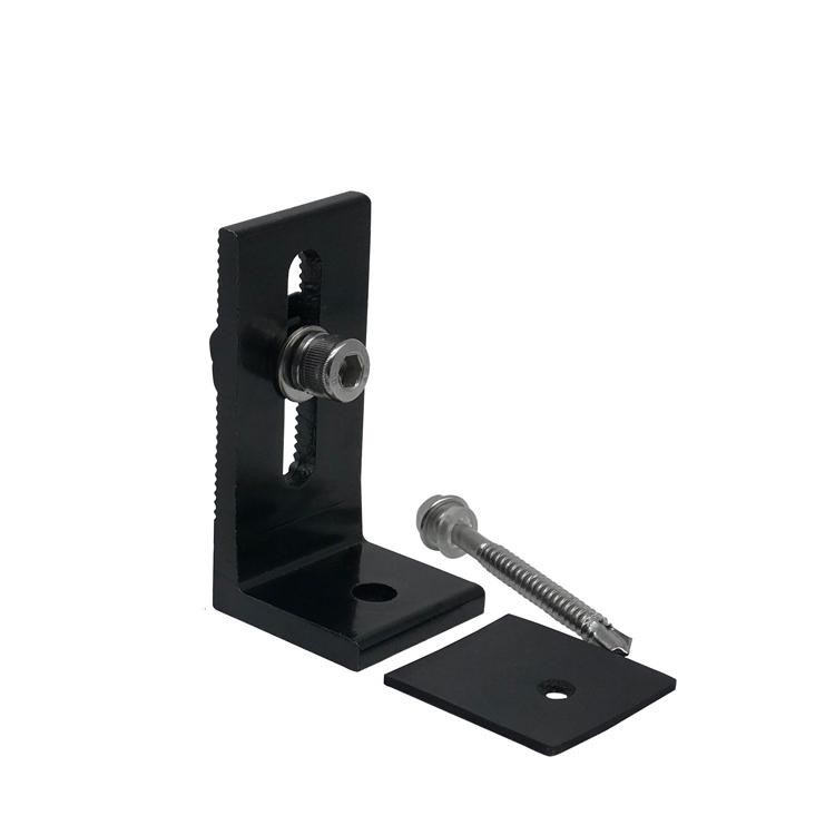 Adjustable Aluminum Solar Mount for Flat Roofs in black