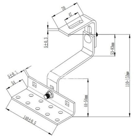 Solar Panel Mounting Hooks for Tile Roofs Solar PV Hooks drawing